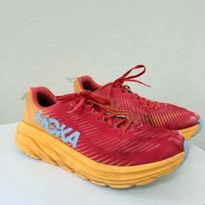 Hoka Rincon 3 Red and Yellow Sneakers Run Shoes Men’s Size 9.5 D Wide With Fit